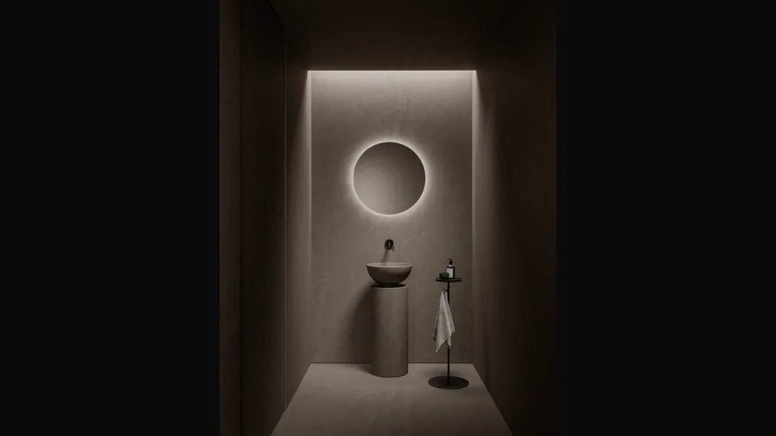 Lavabo a terra in cemento argilla Pece Saba 24 02 di Milldue