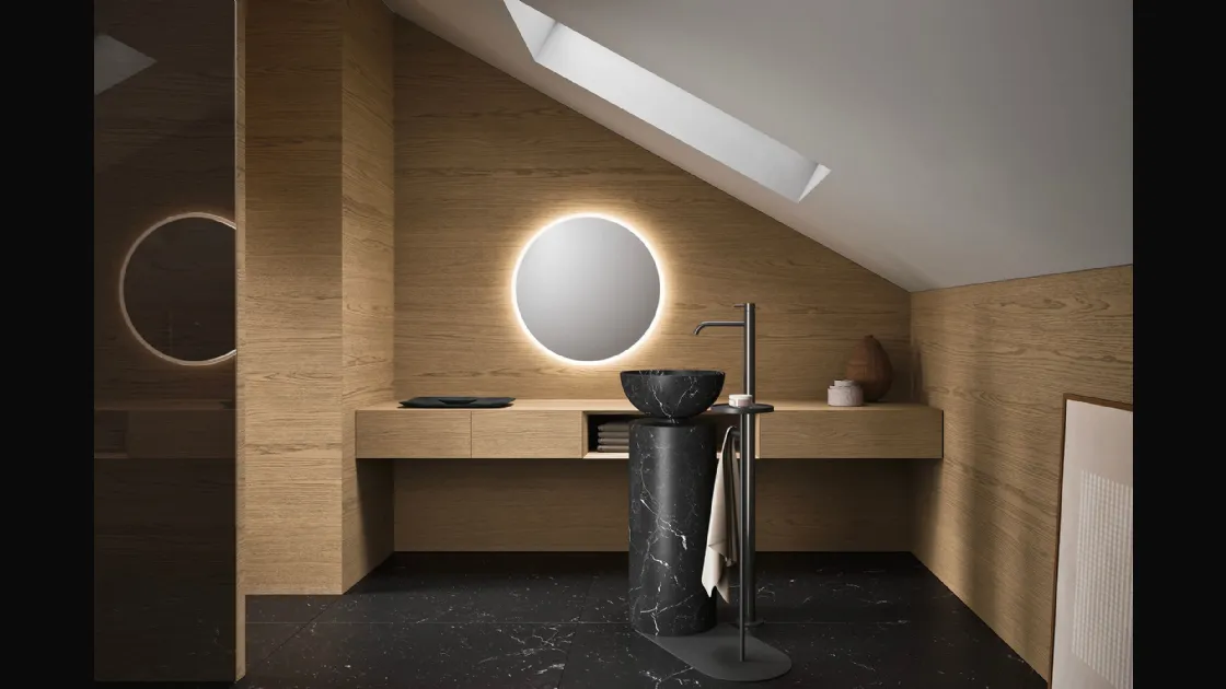 Lavabo a terra in marmo nero Marquinia 24 03 di Milldue