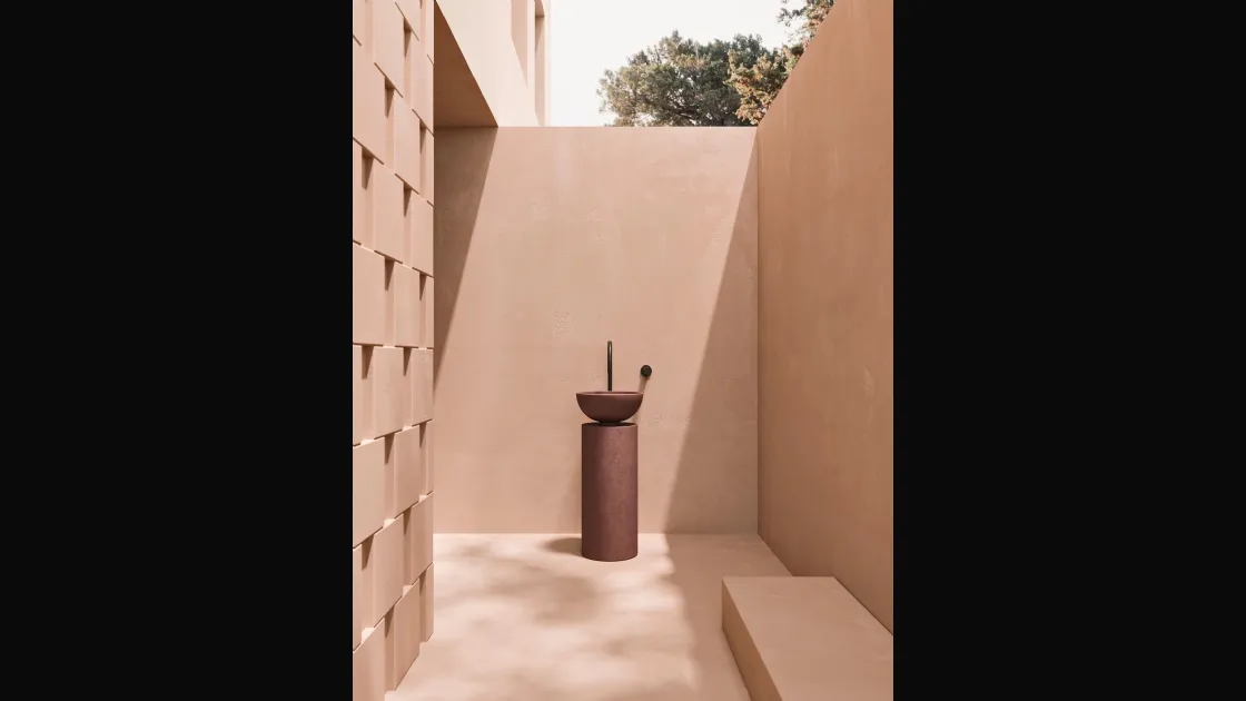 Lavabo da terra in cemento argilla Rosso Saba 24 05 di Milldue