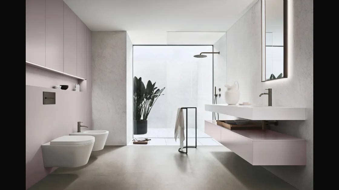 Mobile da Bagno sospeso in laccato opaco ametista Sintesi 24 08 di Milldue