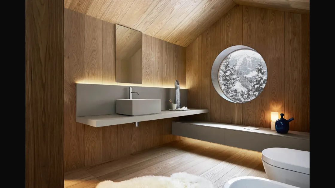 Mobile da Bagno sospeso in Cristalplant laccato opaco argilla polvere Sintesi 24 05 di Milldue