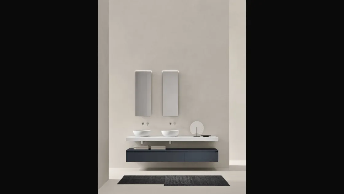 Mobile da Bagno sospeso in laccato Zaffiro opaco Sintesi 24 07 di Milldue