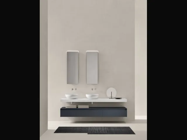 Mobile da Bagno sospeso in laccato Zaffiro opaco Sintesi 24 07 di Milldue