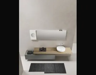 Mobile da Bagno sospeso in laccato opaco con top in Rovere barrique Sintesi 19 06 di Milldue