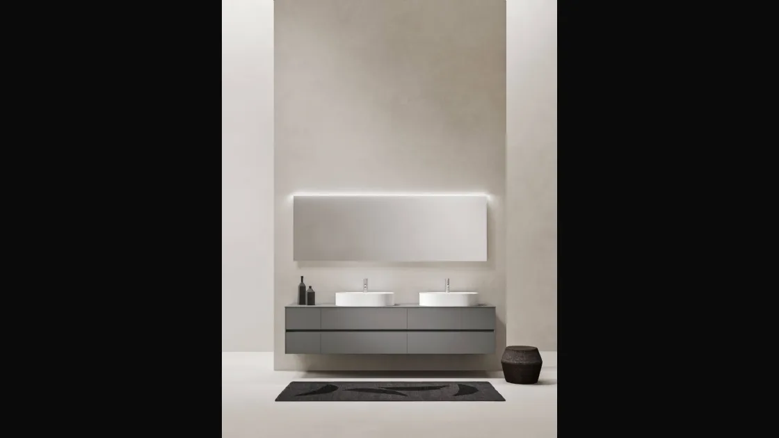 Mobile da Bagno sospeso in laccato opaco pietra Sintesi 24 02 di Milldue