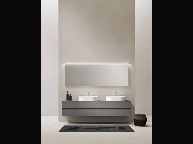Mobile da Bagno sospeso in laccato opaco pietra Sintesi 24 02 di Milldue