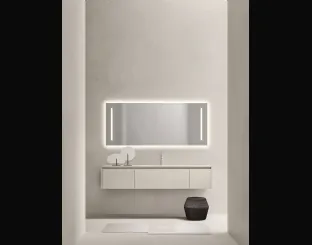Mobile da Bagno sospeso in laccato opaco con top in vetro acidato Sintesi 24 11 di Milldue