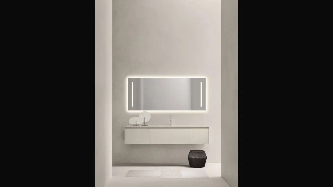 Mobile da Bagno sospeso in laccato opaco con top in vetro acidato Sintesi 24 11 di Milldue