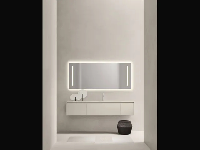 Mobile da Bagno sospeso in laccato opaco con top in vetro acidato Sintesi 24 11 di Milldue
