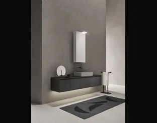 Mobile da Bagno sospeso in laccato antracite con lavabo in pietra Sintesi 24 04 di Milldue