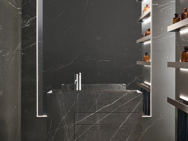 Mobile da Bagno a terra in marmo grafite Touch 24 03 di Milldue