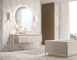 Mobile da Bagno sospeso Vitage Algonquin 05 in laccato lucido e marmo di Milldue