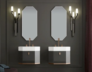 Mobile da Bagno sospeso Vitage Dandy 01 in laccato grafite lucido di Milldue