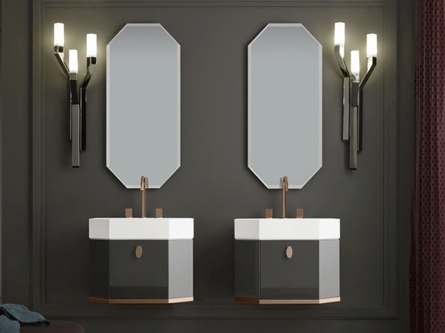 Mobile da Bagno sospeso Vitage Dandy 01 in laccato grafite lucido di Milldue