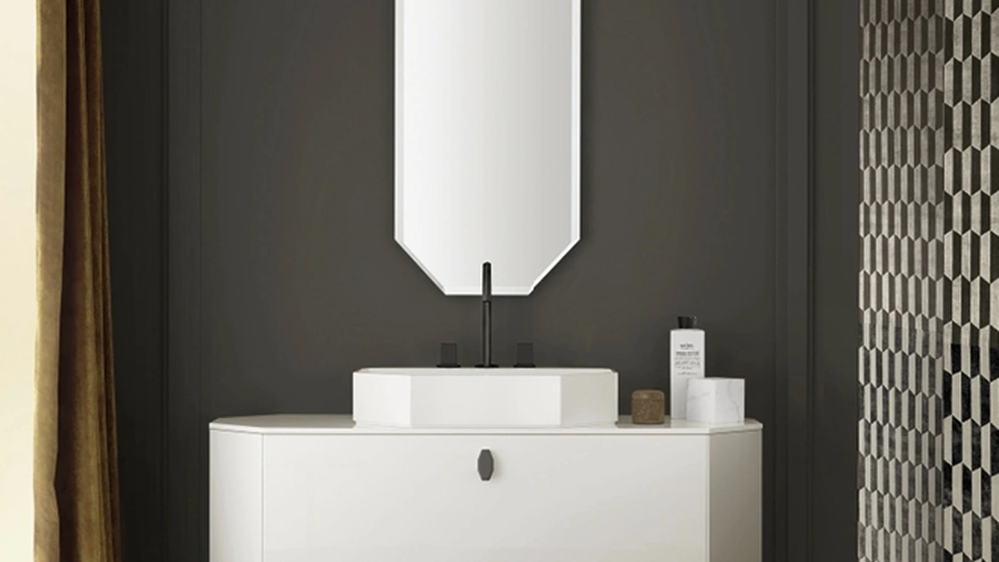Mobile da Bagno sospeso Vitage Dandy 02 in laccato bianco lucido di Milldue