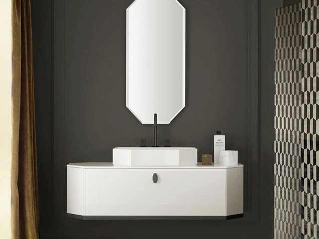 Mobile da Bagno sospeso Vitage Dandy 02 in laccato bianco lucido di Milldue