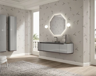 Mobile da Bagno sospeso Vitage Dandy 04 in laccato pietra lucido di Milldue