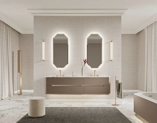 Mobile da Bagno sospeso Vitage Dandy 05 in laccato castoro opaco di Milldue
