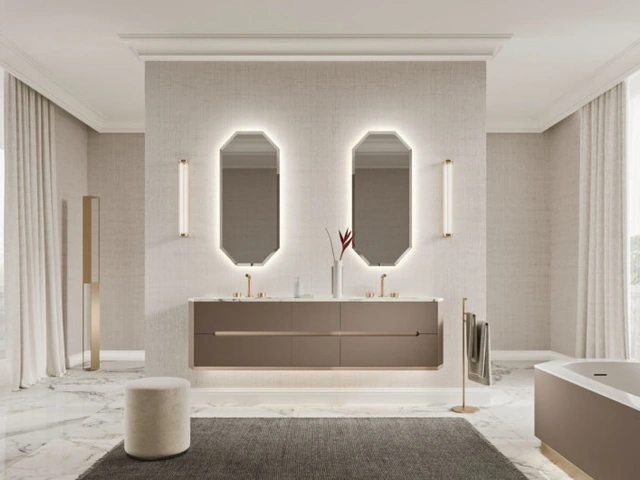 Mobile da Bagno sospeso Vitage Dandy 05 in laccato castoro opaco di Milldue