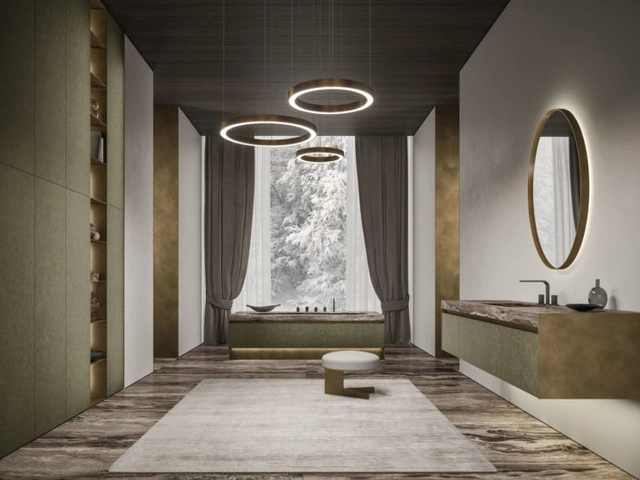 Mobile da Bagno sospeso in pelle nabuk e marmo Vitage Four Seasons 15 di Milldue