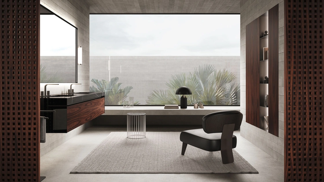 Mobile da Bagno sospeso Vitage Four Seasons 20 in palissandro e marmo di Milldue