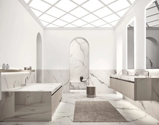 Mobile da Bagno sospeso Vitage Four Seasons 22 in alcantara e marmo di Milldue