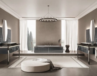 Mobile da Bagno Vitage Hilton 05 in vetro extrachiaro twill smoke di Milldue