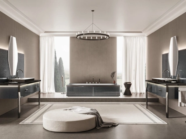 Mobile da Bagno Vitage Hilton 05 in vetro extrachiaro twill smoke di Milldue