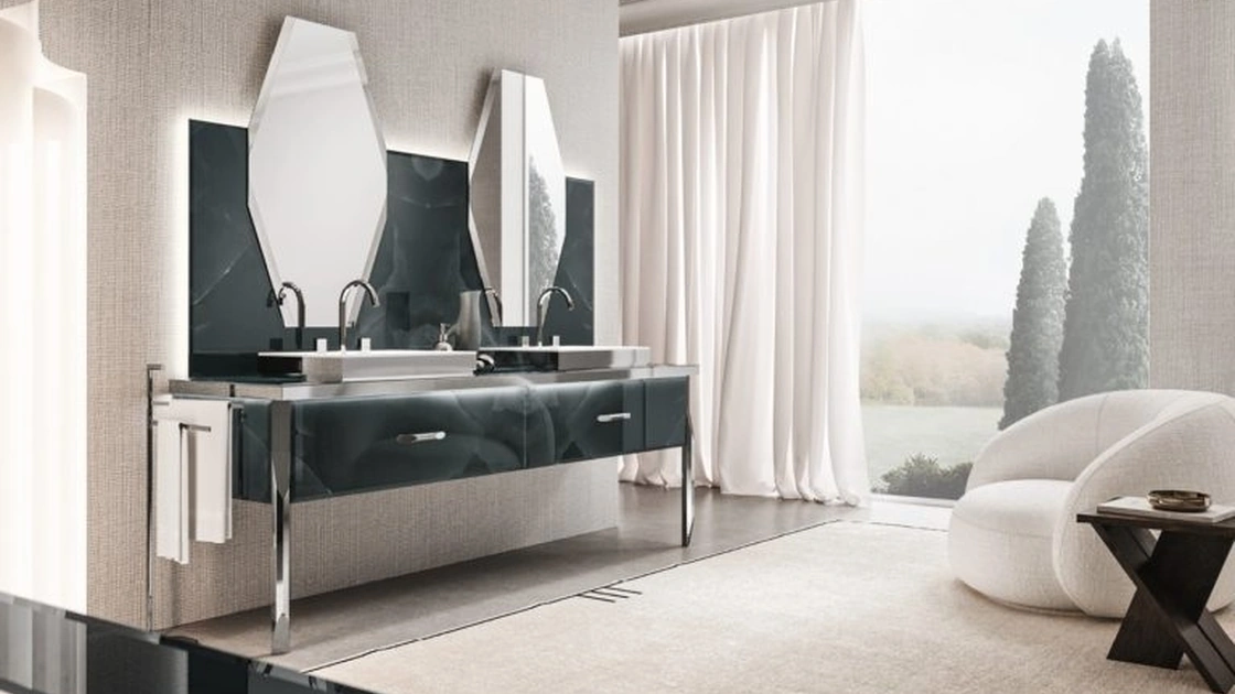 Mobile da Bagno Vitage Hilton 06 vetro extrachiaro onice smoke di Milldue