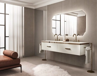 Mobile da Bagno sospeso Vitage Hilton 07 in vetro acidato riso di Milldue
