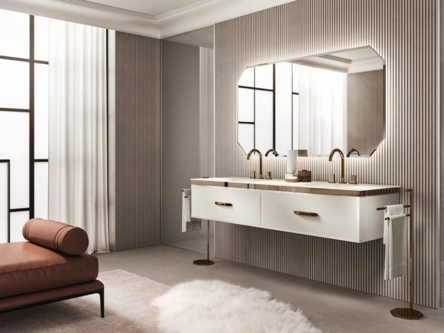 Mobile da Bagno sospeso Vitage Hilton 07 in vetro acidato riso di Milldue