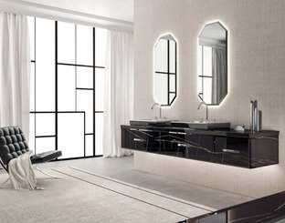 Mobile da Bagno sospeso Vitage Hilton 08 in vetro extrachiaro sahara noir di Milldue