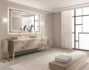 Mobile da Bagno Vitage Hilton 09 in in vetro extrachiaro elephant gold di Milldue