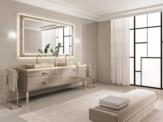 Mobile da Bagno Vitage Hilton 09 in in vetro extrachiaro elephant gold di Milldue