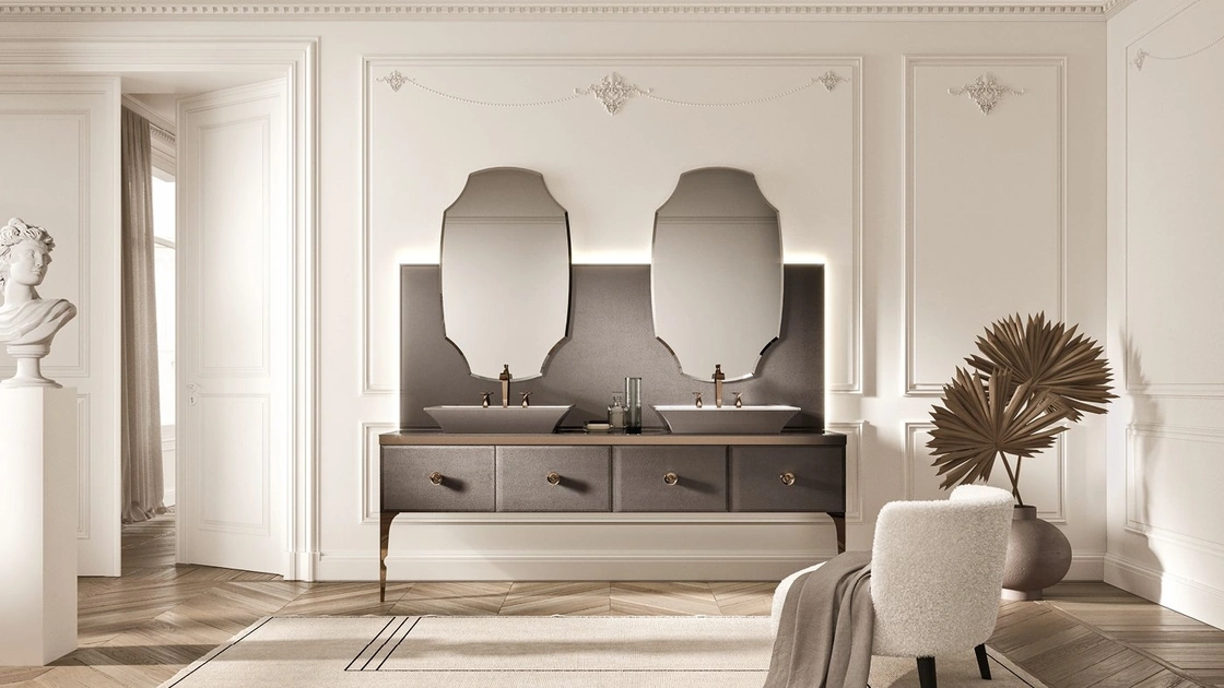 Mobile da Bagno Vitage Majestic 09 in vetro extrachiaro elephant bronze di Milldue