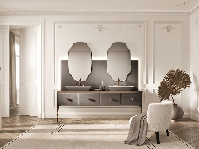 Mobile da Bagno Vitage Majestic 09 in vetro extrachiaro elephant bronze di Milldue