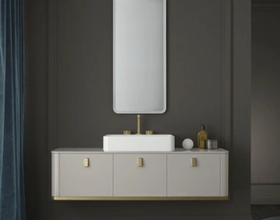 Mobile da Bagno sospeso Vitage Tailor 01 in laccato ghiaia lucido di Milldue