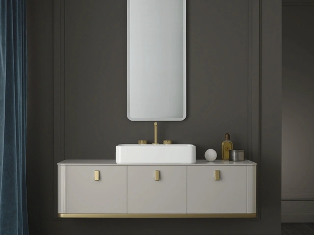 Mobile da Bagno sospeso Vitage Tailor 01 in laccato ghiaia lucido di Milldue