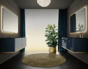 Mobile da Bagno sospeso Vitage Tailor 02 in laccato zaffiro lucido di Milldue