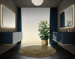 Mobile da Bagno sospeso Vitage Tailor 02 in laccato zaffiro lucido di Milldue
