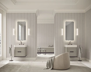 Mobile da Bagno sospeso Vitage Tailor 04 in laccato agata opaco di Milldue