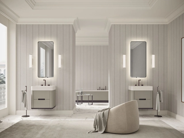 Mobile da Bagno sospeso Vitage Tailor 04 in laccato agata opaco di Milldue