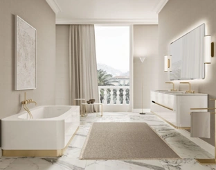 Mobile da Bagno sospeso Vitage Tailor 06 in laccato bianco lucido di Milldue