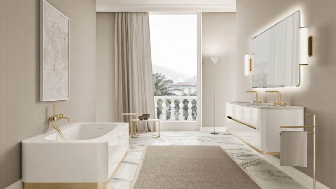 Mobile da Bagno sospeso Vitage Tailor 06 in laccato bianco lucido di Milldue