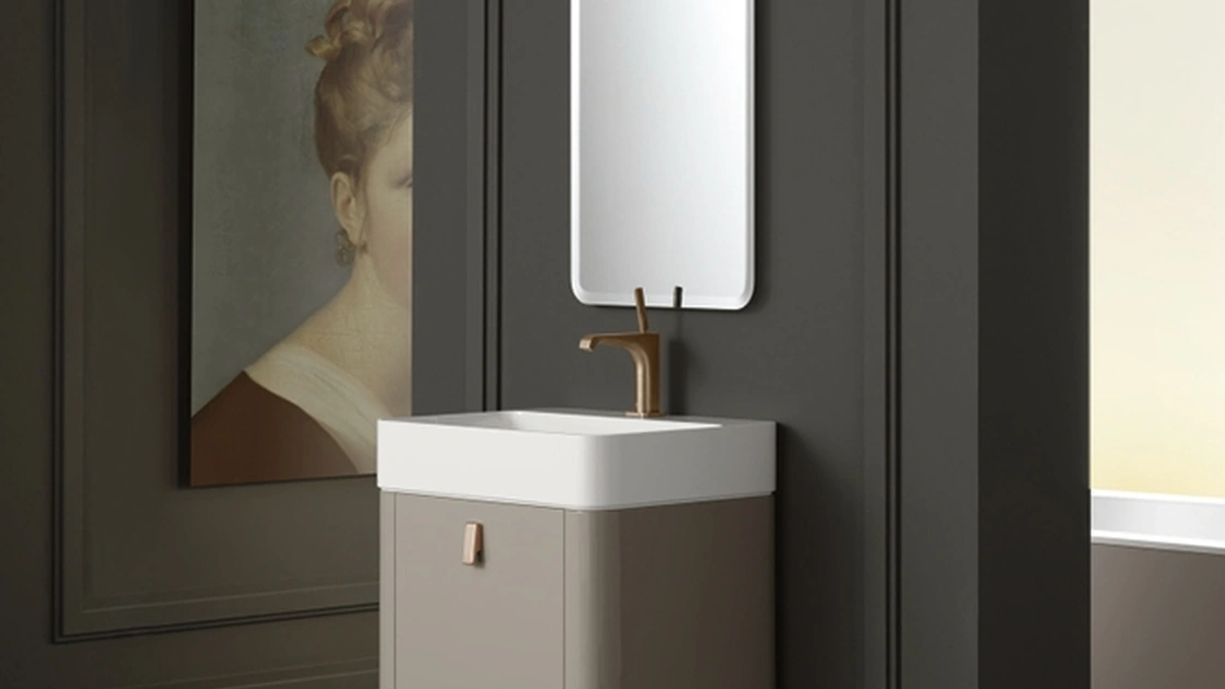 Mobile da Bagno sospeso Vitage Taylor 03 in laccato argilla lucido di Milldue