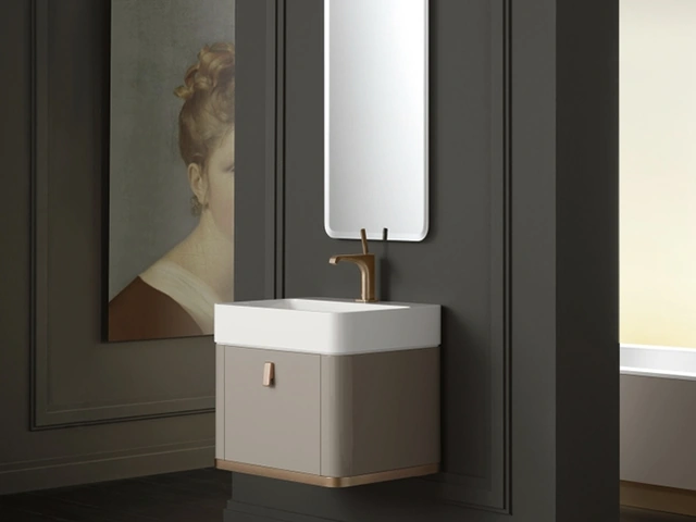 Mobile da Bagno sospeso Vitage Taylor 03 in laccato argilla lucido di Milldue