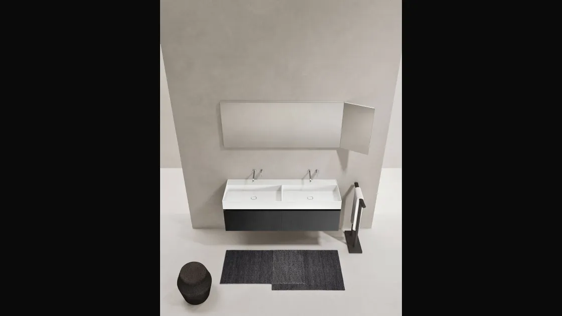 Mobile da Bagno sospeso in rovere carbone Zenit 24 11 di Milldue