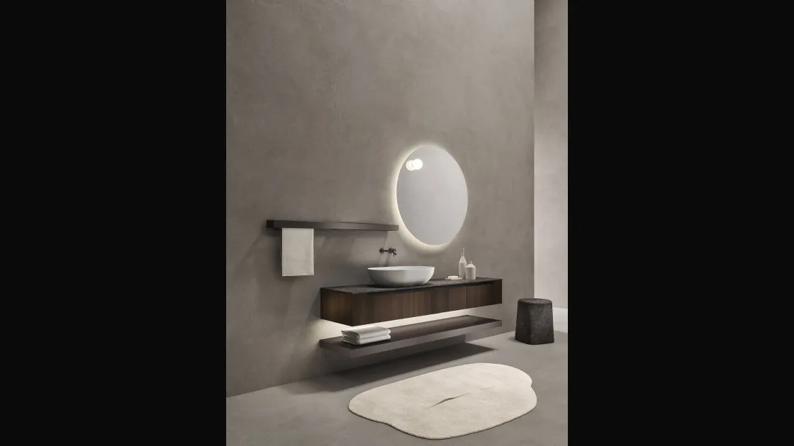 Mobile da Bagno sospeso in rovere termocotto e laccato opaco Zenit 24 06 di Milldue