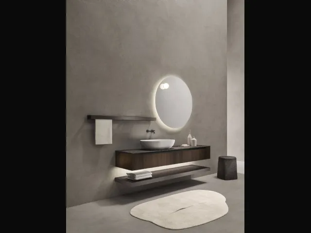 Mobile da Bagno sospeso in rovere termocotto e laccato opaco Zenit 24 06 di Milldue