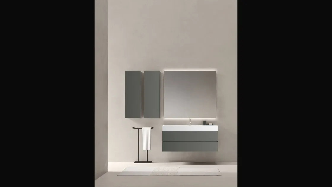 Mobile da bagno sospeso in laccato opaco Zenit 24 10 di Milldue